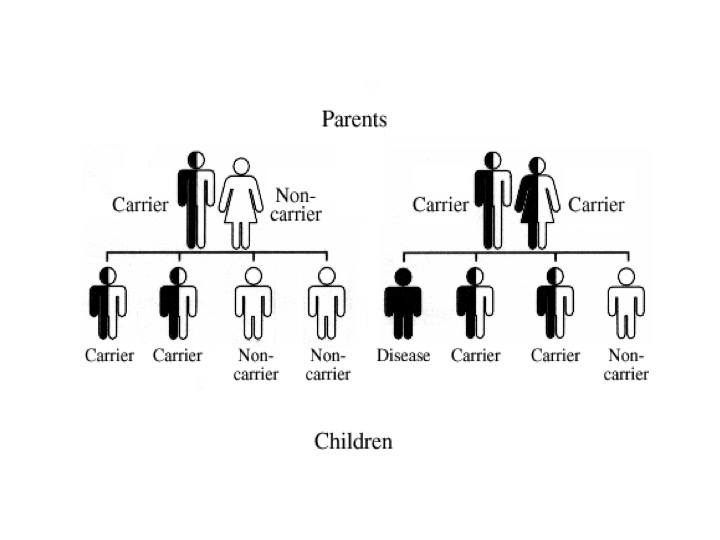 Autosomal recessive inheritance of a genetic disease