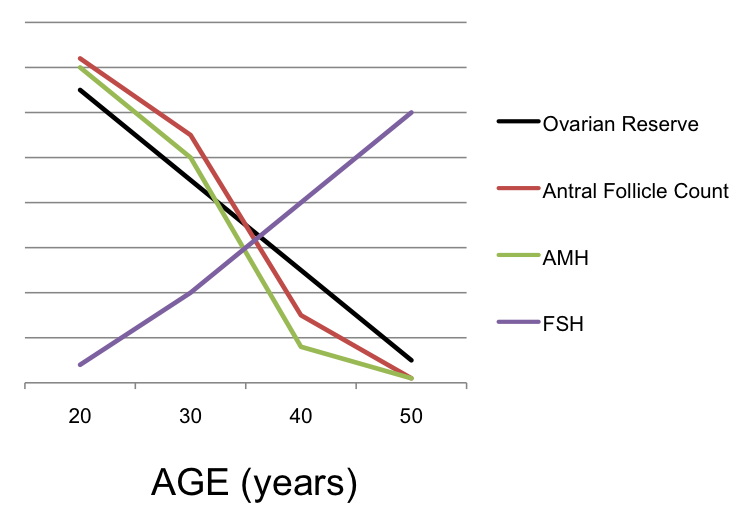Age-related changes in ovarian reserve tests